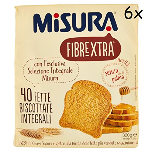 6x Misura Fibraextra Fette Biscottate Vollkorn Zwieback gebackenem Brot 320g von Misura