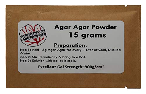 Agar Agar Powder - 15 grammes, Excellent Gel Strength 900g/cm2 Agar Agar Powder - 15 grammes, Excellent Gel Strength 900g/cm2