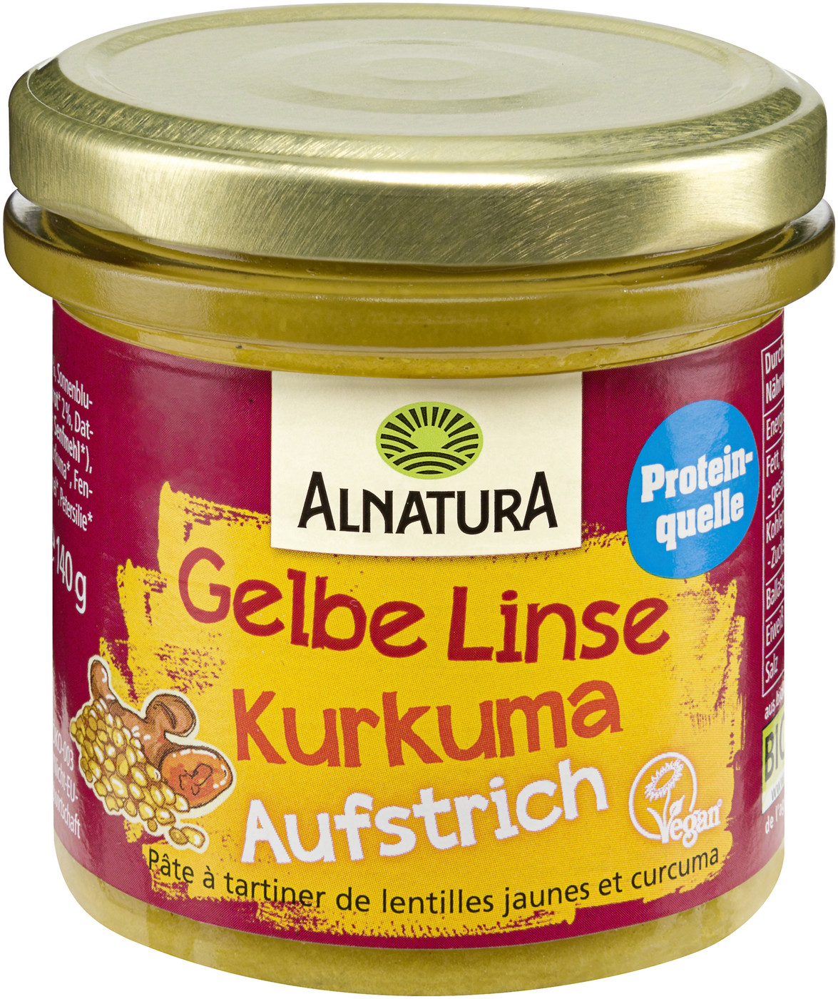 Alnatura Bio Gelbe Linse Kurkuma Aufstrich 140G Alnatura Bio Gelbe Linse Kurkuma Aufstrich 140G