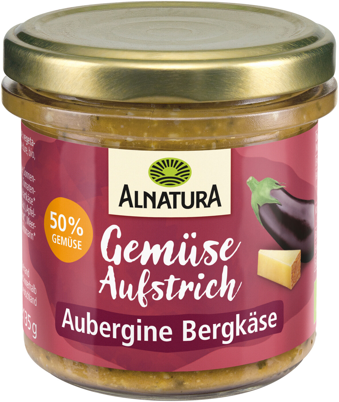 Alnatura Bio Gemüseaufstrich Aubergine Bergkäse 135G Alnatura Bio Gemüseaufstrich Aubergine Bergkäse 135G