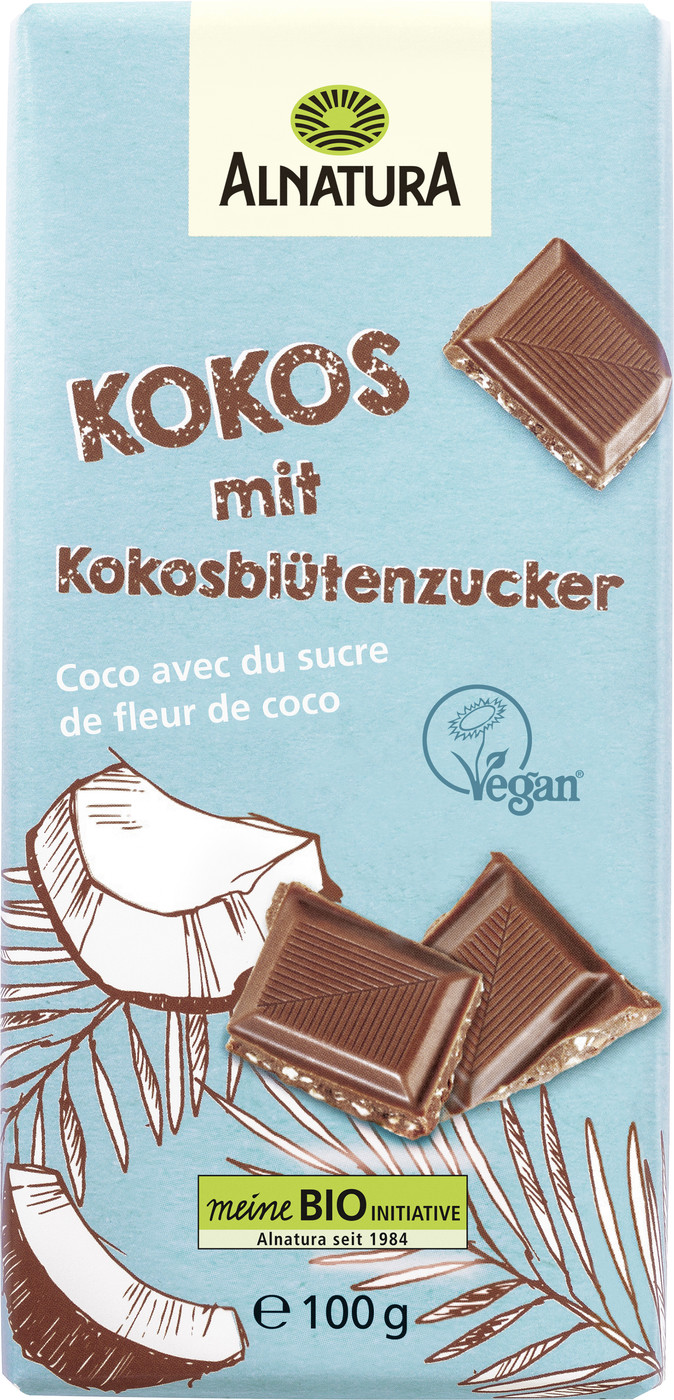 Alnatura Bio Kokos-Schokolade mit Kokosblütenzucker 100G Alnatura Bio Kokos-Schokolade mit Kokosblütenzucker 100G