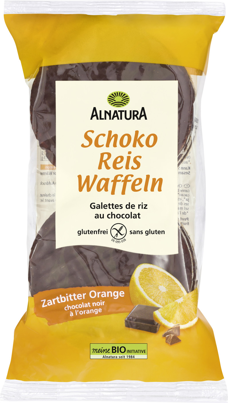 Alnatura Bio Schoko Reis Waffeln Zartbitter Orange 100G