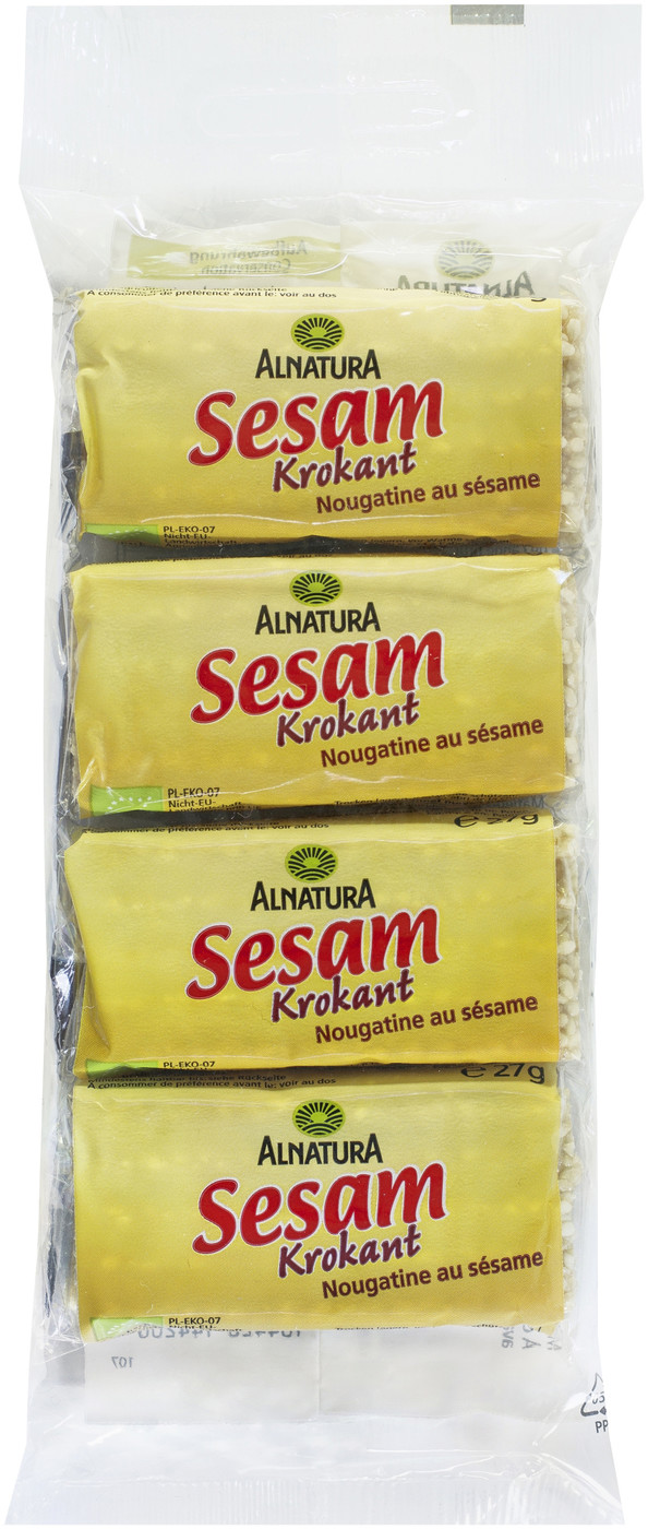 Alnatura Bio Sesam-Krokant-Riegel 4ST 108G Alnatura Bio Sesam-Krokant-Riegel 4ST 108G