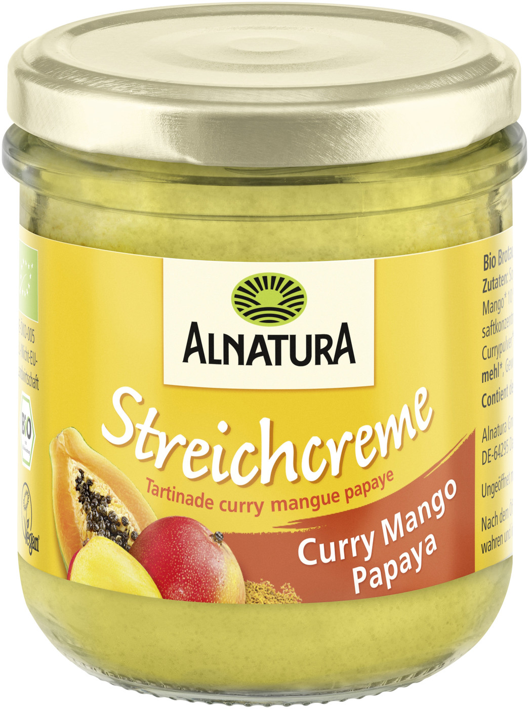 Alnatura Bio Streichcreme Curry Mango Papaya 180G Alnatura Bio Streichcreme Curry Mango Papaya 180G