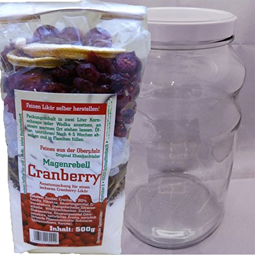 Ansatzlikör Ansatzmischung Gewürzmischung für einen Frucht-Likör Cranberry 500g mit Glas Geschenkidee von Magenrebell