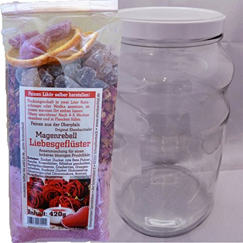 Ansatzlikör Ansatzmischung für einen Fruchtlikör Liebesgeflüster 420g mit Glas Geschenkidee Hochzeit von Magenrebell