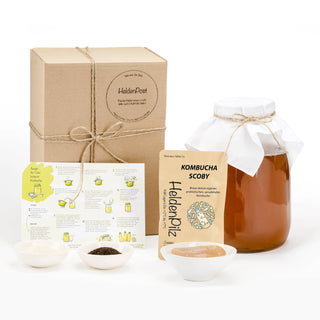 BIO Kombucha-Starterset: Vollausstattung mit Premium Scoby - 2.6 Liter BIO Kombucha-Starterset: Vollausstattung mit Premium Scoby - 2.6 Liter