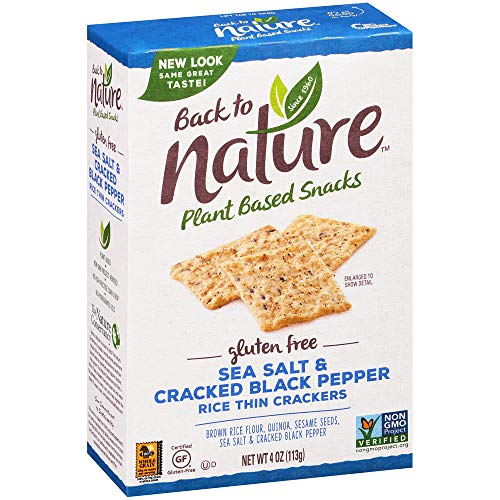 Back To Nature Rice Thins, Sea Salt and Cracked Black Pepper, 4 Ounce by Back to Nature Back To Nature Rice Thins, Sea Salt and Cracked Black Pepper, 4 Ounce by Back to Nature