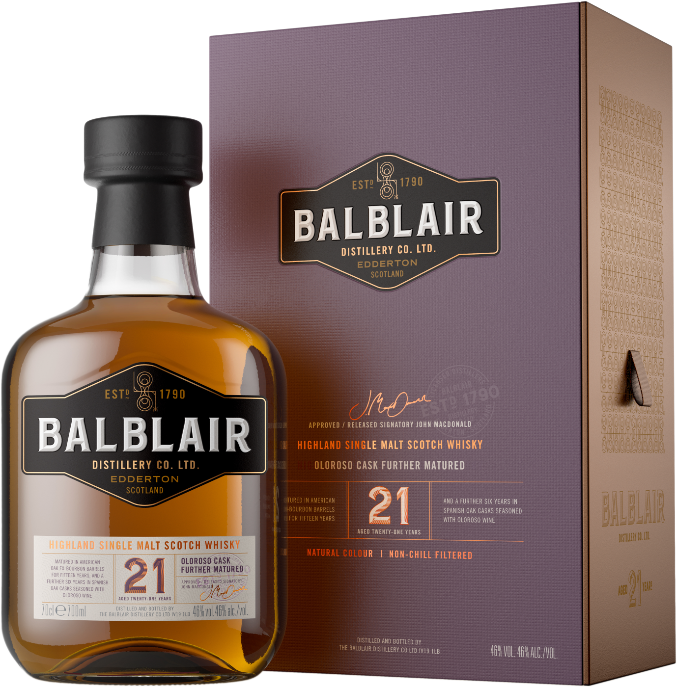 Balblair 21 Years Old Single Malt Scotch Whisky in Geschenkverpackung Balblair 21 Years Old Single Malt Scotch Whisky in Geschenkverpackung