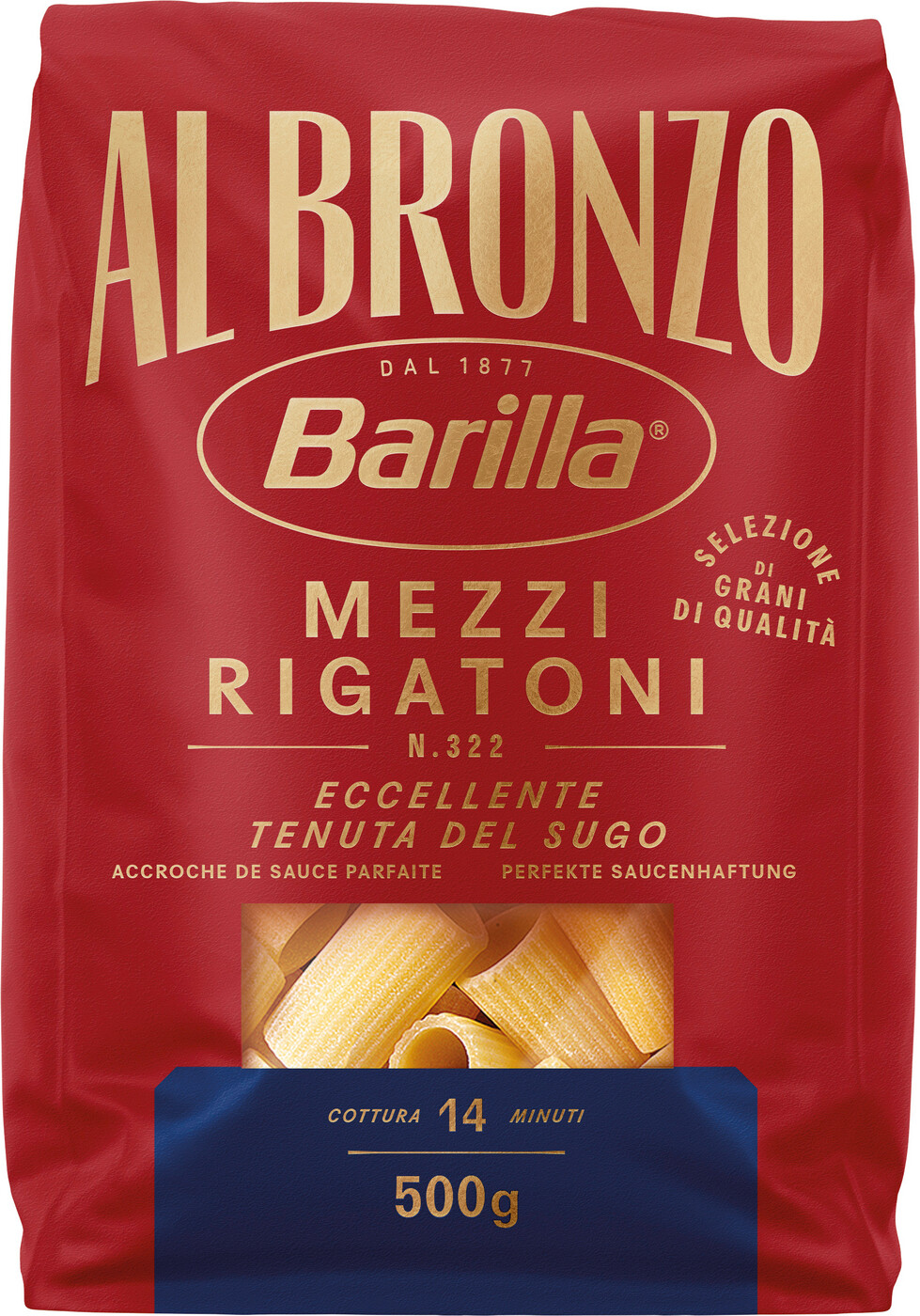 Barilla Al Bronzo Mezzi Rigatoni 500G Barilla Al Bronzo Mezzi Rigatoni 500G
