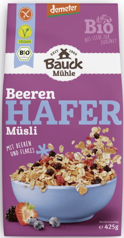 Bauckhof Bio Hafer Müsli Beeren glutenfrei 425G Bauckhof Bio Hafer Müsli Beeren glutenfrei 425G