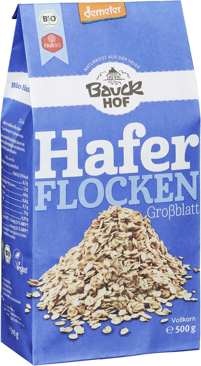 Bauckhof Demeter Bio Haferflocken Großblatt 500G Bauckhof Demeter Bio Haferflocken Großblatt 500G