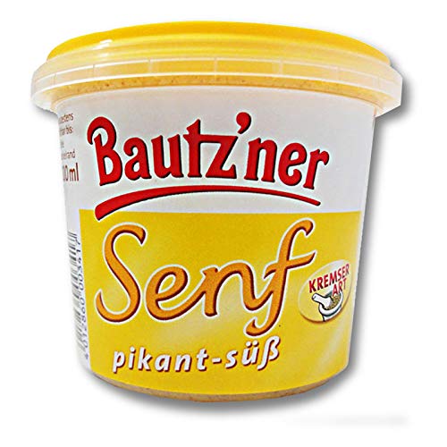 3er Pack Bautzner Senf pikant-süß im Becher (3 x 200 ml) Senfbecher, Bautzner Spezialitäten von Bautz'ner