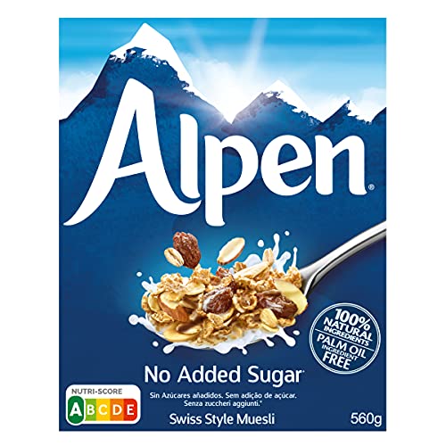 Alpen No Added Sugar (10 x 560 g) – gesundes Frühstück im Schweizer Stil – Leckere Cerealien mit vielen Ballaststoffen und ohne Zuckerzusatz – Nutri-Score A von Weetabix