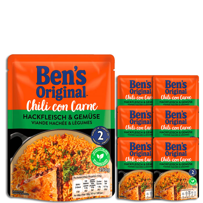 Ben's Original Express Chili con Carne Hackfleisch & Gemüse 6x250G Ben's Original Express Chili con Carne Hackfleisch & Gemüse 6x250G