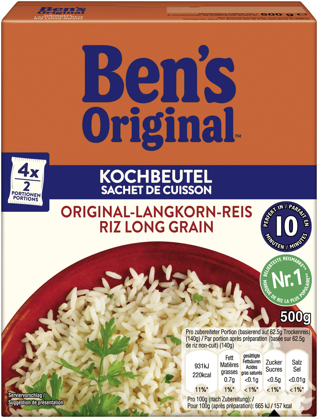 Ben's Original Langkorn-Reis Kochbeutel 500G