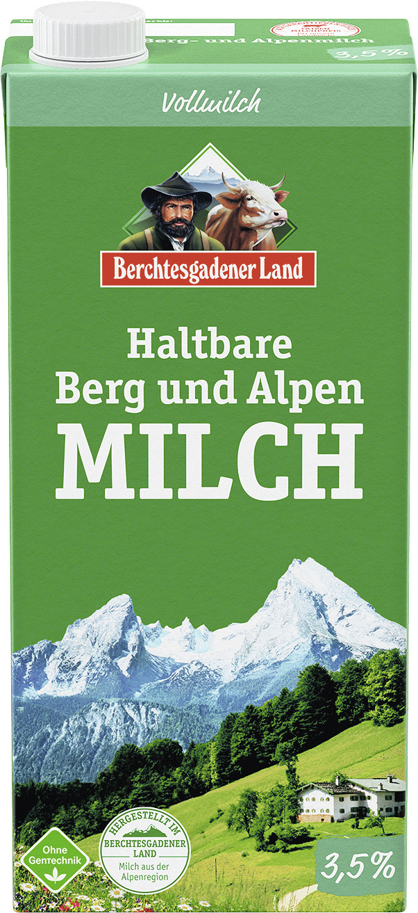 Berchtesgadener Land haltbare Berg und Alpen Milch 3,5% 1L Berchtesgadener Land haltbare Berg und Alpen Milch 3,5% 1L