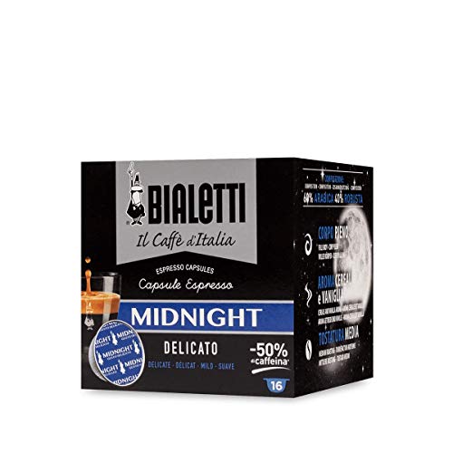 Bialetti Midnight Espresso Kapseln, feinen Geschmack-50% Koffein 32 Zählen