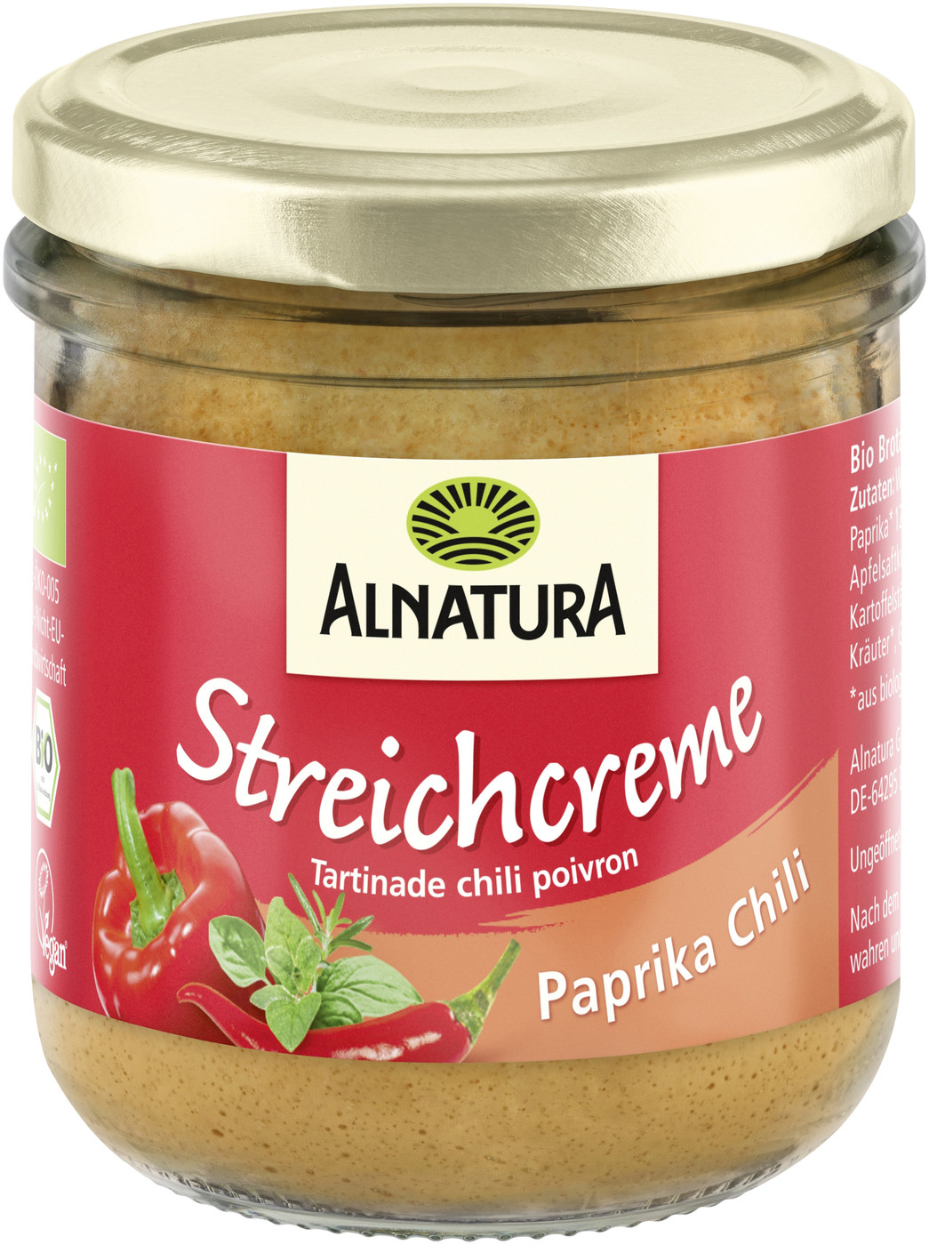 Bio Alnatura Streichcreme Paprika-Chili 180G Bio Alnatura Streichcreme Paprika-Chili 180G