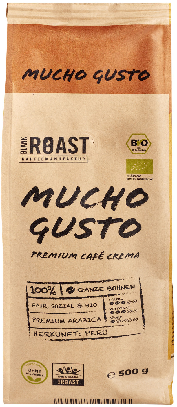 Bio Blank Roast Mucho Gusto Crema Bohnen 500G Bio Blank Roast Mucho Gusto Crema Bohnen 500G