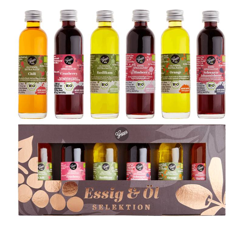 Bio Essig- & Ölselektion - Essig Öl Geschenk-Set - Salatdressing - Geschenkidee