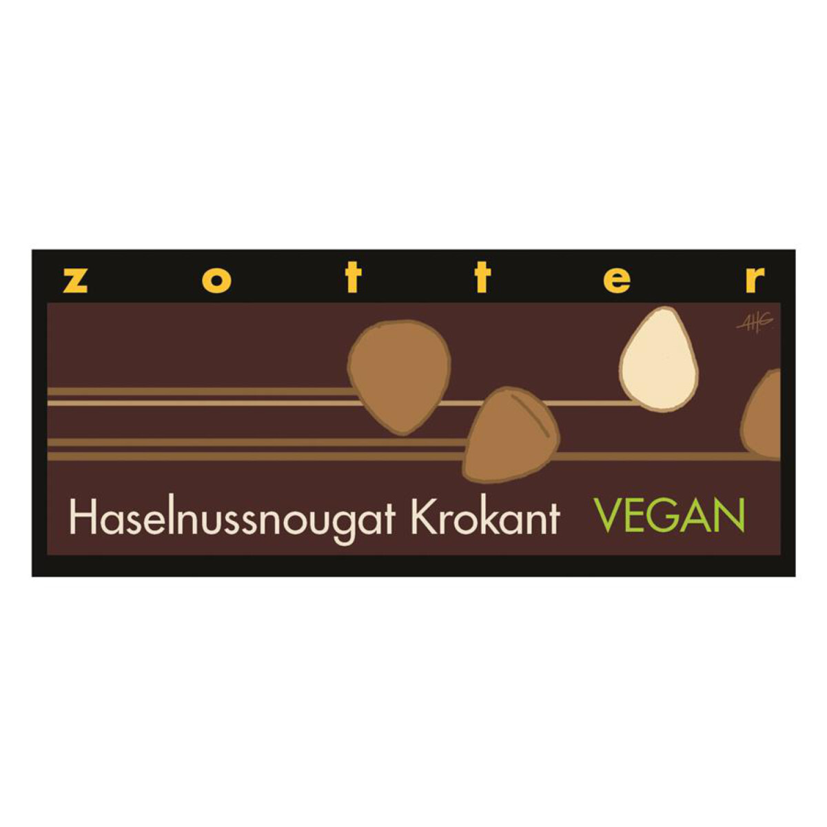Bio Schokolade Haselnussnougat Krokant 70g - 10er Vorteilspack von Zotter