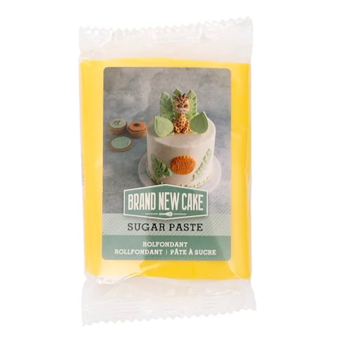 BrandNewCake® Gelber Rollfondant 250g – Einfach zu Verwenden, Vanille-Geschmack, Perfekt für Sommer- und Ostergebäck, Ideal für Kuchen und Dekorationen von Brand New Cake