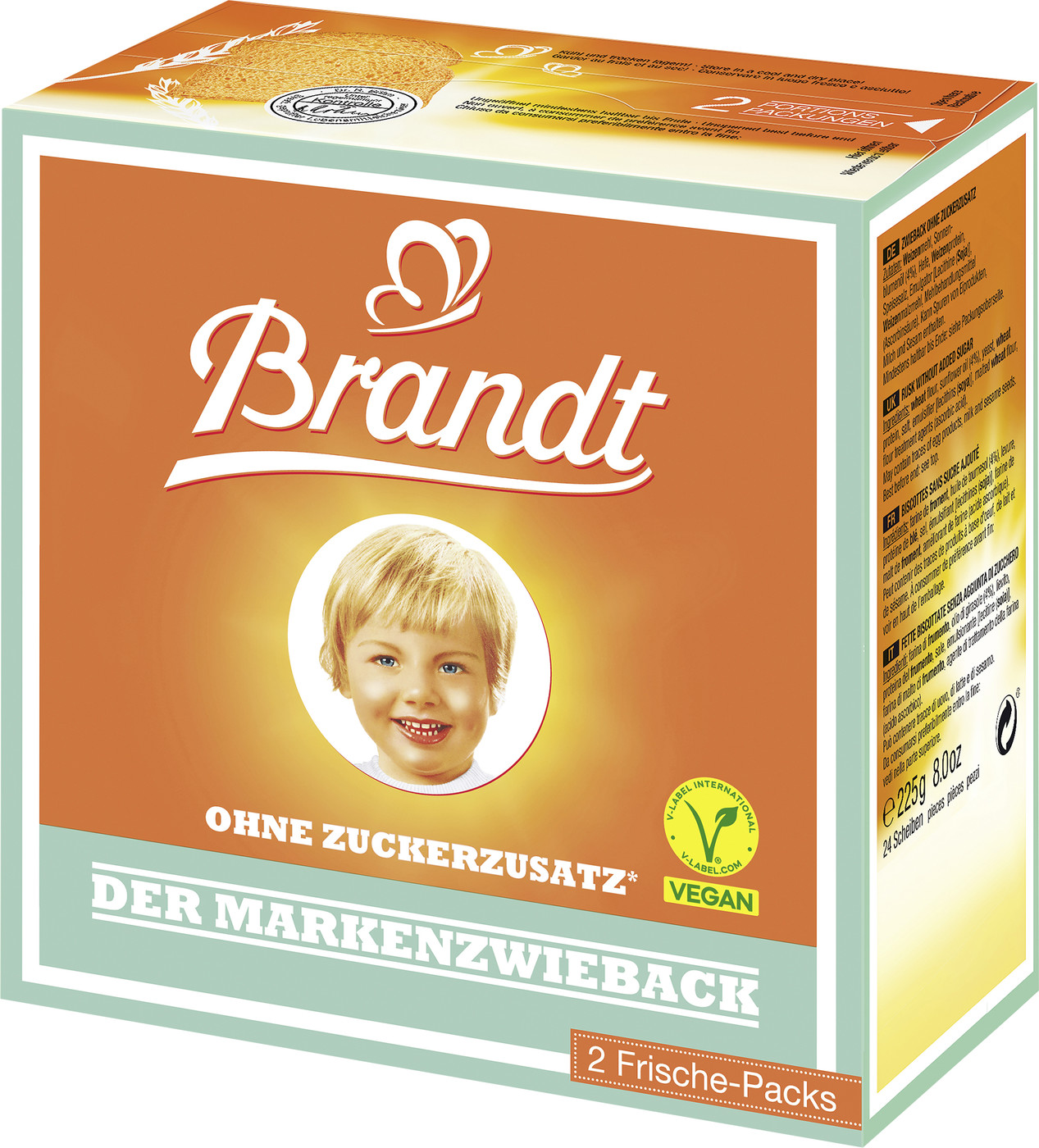 Brandt Markenzwieback ohne Zuckerzusatz 225G Brandt Markenzwieback ohne Zuckerzusatz 225G