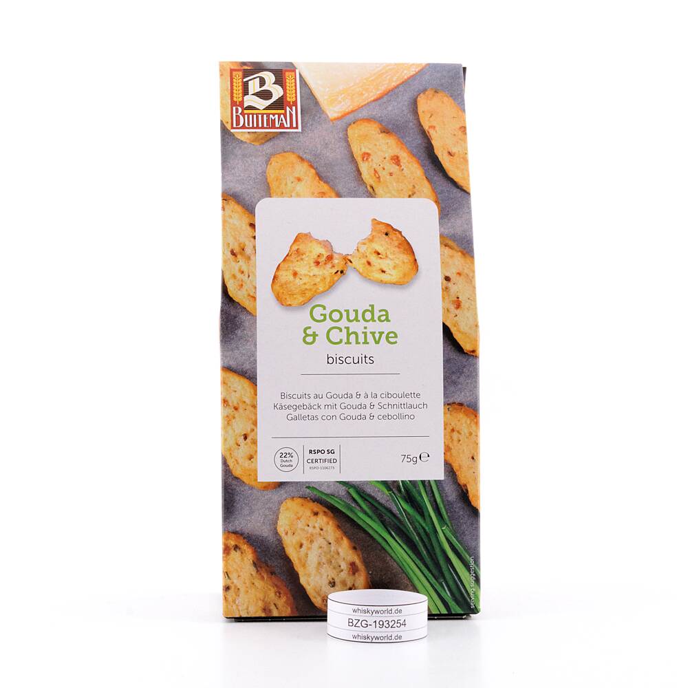 Buiteman Gouda & chive Käsegebäck mit Schnittlauch 75 g Buiteman Gouda & chive Käsegebäck mit Schnittlauch 75 g