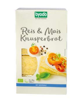 Bio Reis & Mais Knusperbrot mit Meersalz - Byodo Doppelpack (2 x 200g) - Glutenfrei, Vegan & Knusprig, Ideal für Snacks und Frühstück, Ohne Zusatzstoffe von Byodo