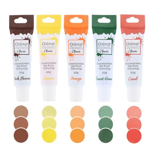 COLOUR SPLASH Lebensmittel-Farbgele, Naturals 5 Stück, hochkonzentrierte Gele, einfach zu verwendende Quetschröhren, verwandeln Sie einfarbige Kuchen in helle, auffällige Kreationen – Multipack von Colour Splash