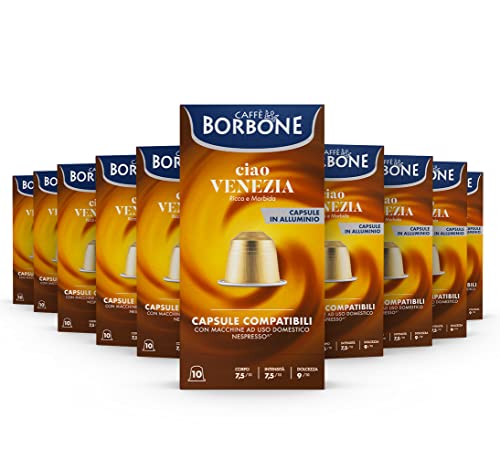 Caffe Borbone "Ciao Venezia" Mischung - 100 Aluminium-Kapseln (10 x 10 Stück) – Kompatibel mit Kaffeemaschinen für den Hausgebrauch der Marke Nespresso* von CAFFÈ BORBONE