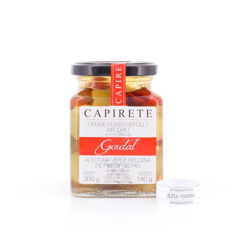 Capirete Gordal grüne Oliven mit Chili 300g 140 g