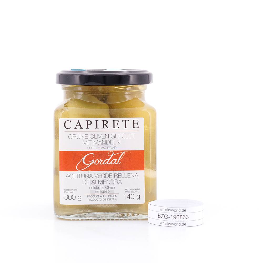 Capirete Gordal grüne Oliven mit Mandeln 300g 140 g Capirete Gordal grüne Oliven mit Mandeln 300g 140 g