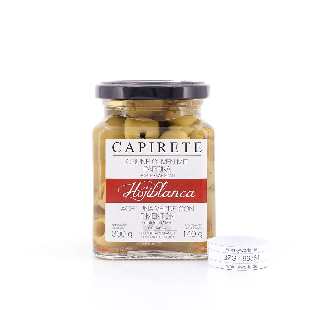 Capirete Hojiblanca grüne Oliven mit Paprika 300g 140 g Capirete Hojiblanca grüne Oliven mit Paprika 300g 140 g