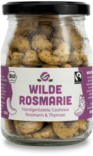 Cashewkerne mit Rosmarin und Thymian im Glas Cashewkerne mit Rosmarin und Thymian im Glas