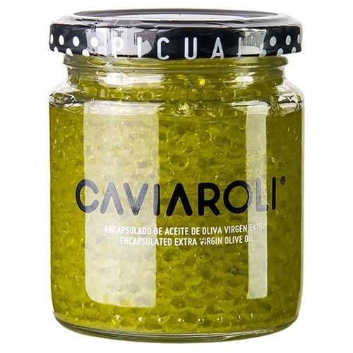 Caviaroli Olivenölkaviar, kleine Perlen aus extra nativem Olivenöl, gelb, 200g. von Caviaroli