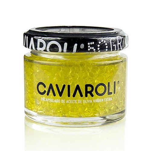 Caviaroli Olivenölkaviar, kleine Perlen aus extra nativem Olivenöl, gelb, 50g. von Caviaroli