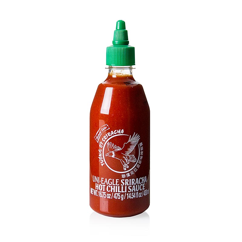 Chili-Sauce - Sriracha, pikant, mit Knoblauch, Squeeze Flasche, Uni-Eagle, 430 ml