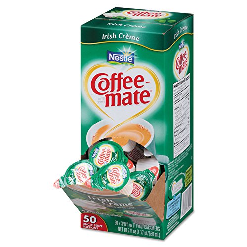 Coffee-mate 35112CT Liquid Coffee Creamer, Irish Creme, 0,375 oz Mini Tassen, 50/Box, 4 Box/Karton Coffee-mate 35112CT Liquid Coffee Creamer, Irish Creme, 0,375 oz Mini Tassen, 50/Box, 4 Box/Karton