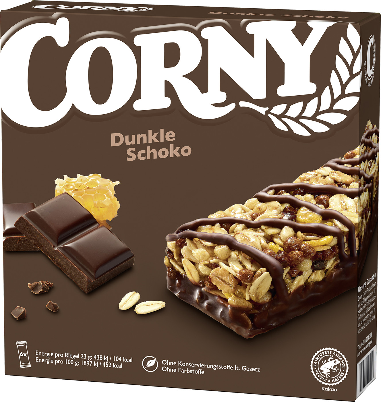 Corny Dunkle Schokolade Riegel 6ST 138G
