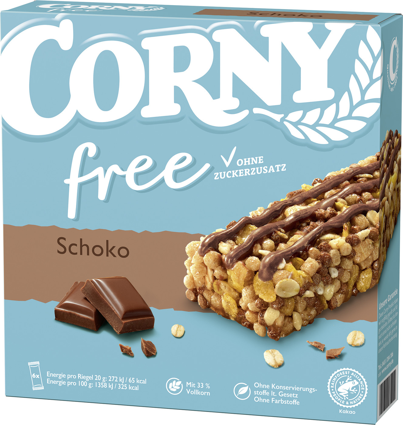 Corny Free Schoko Riegel 6ST 120G