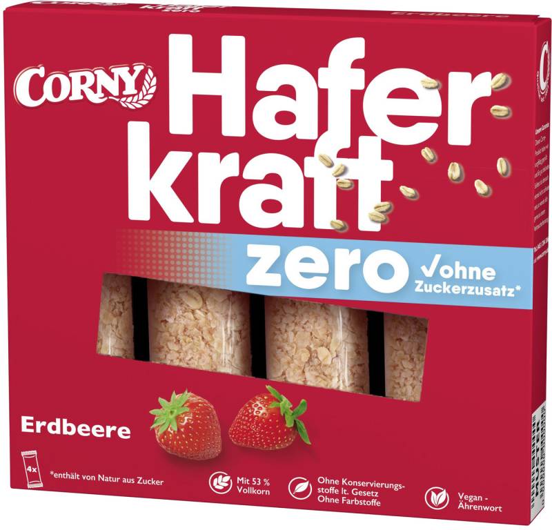 Corny Haferkraft Zero Erdbeere Riegel 4ST 140G