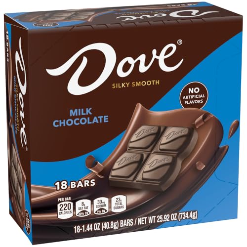 DOVE Milk Chocolate Singles Size Candy Bar 1.44-Ounce Bar 18-Count Box DOVE Milk Chocolate Singles Size Candy Bar 1.44-Ounce Bar 18-Count Box