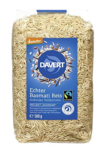 Davert Mühle Bio Echter Basmati Reis, Vollkornreis FAIRTRADE (8 x 500 gr) von Davert