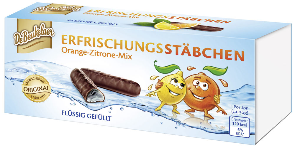 De Beukelaer Erfrischungsstäbchen Orange-Zitrone-Mix 75G