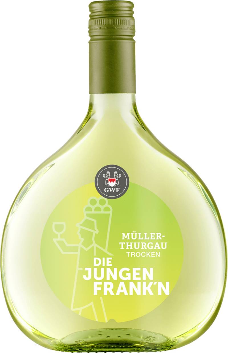 Die Jungen Frank'n Müller Thurgau trocken 0,75L - Etikett verschmutzt/beschädigt Die Jungen Frank'n Müller Thurgau trocken 0,75L - Etikett verschmutzt/beschädigt