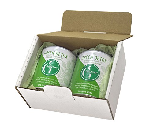Doppelpack in der Box: Superfood Green Detox. Trinkpulver-Mischung 2 x 90g von Greenic.