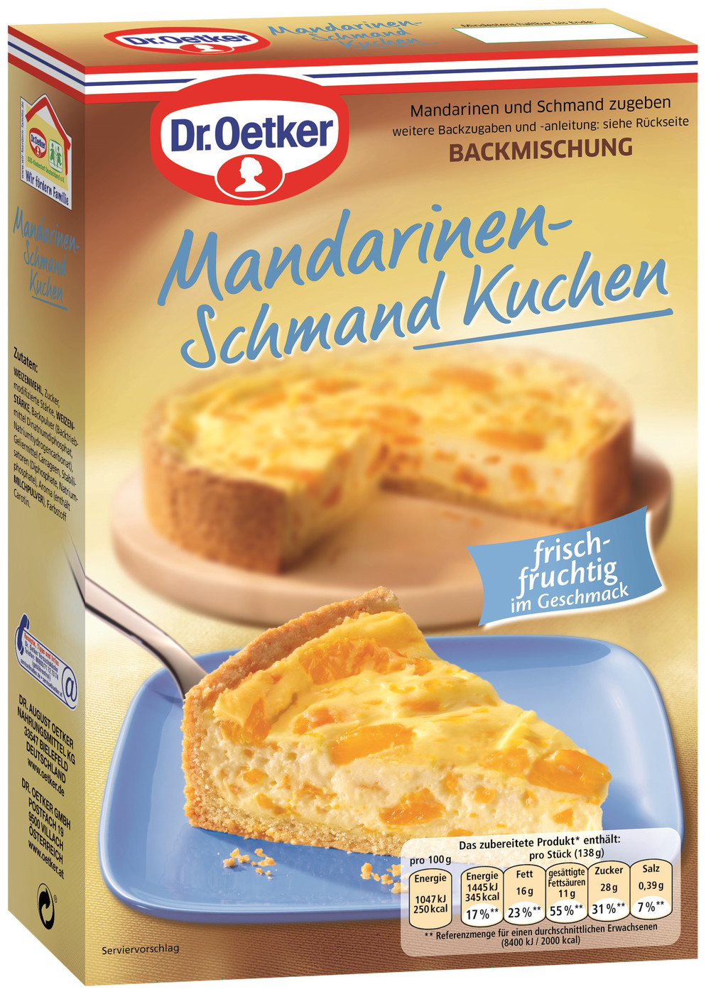 Dr.Oetker Backmischung Mandarinen Schmand Kuchen 460G Dr.Oetker Backmischung Mandarinen Schmand Kuchen 460G