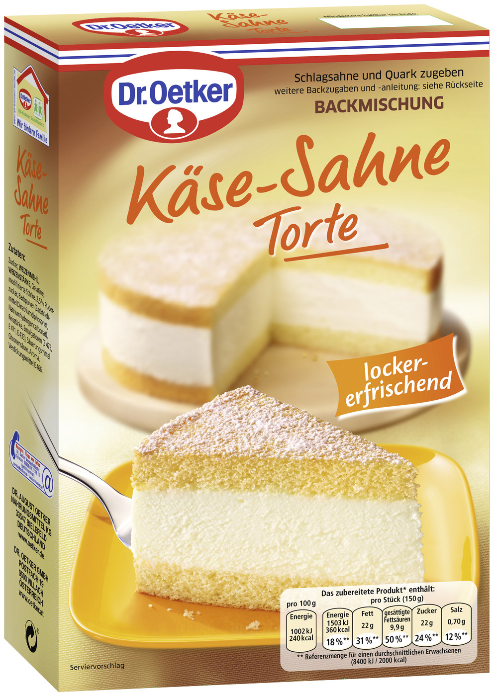 Dr.Oetker Backmischung für Käse-Sahne Torte 385G Dr.Oetker Backmischung für Käse-Sahne Torte 385G